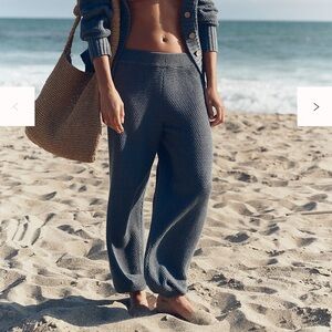 Free People Beach Hailee Knit Pants Joggers Blue Heather Size M EUC